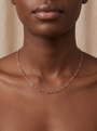 14K Gold Paperclip Chain Necklace in 14K Rose Gold, worn at the collarbone