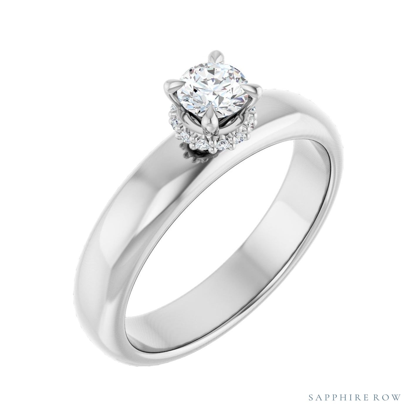 Sapphire Row Hidden-Detail Claw-Prong Hidden Halo-Style Engagement Ring (0.03-0.625 ct tw) setting in Platinum, shown with a centre stone (sold separately)