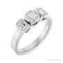 Sapphire Row Low-Profile Bezel-Set Three-Stone Engagement Ring (0.2-0.75 ct tw) setting in Platinum, shown with a centre stone (sold separately)