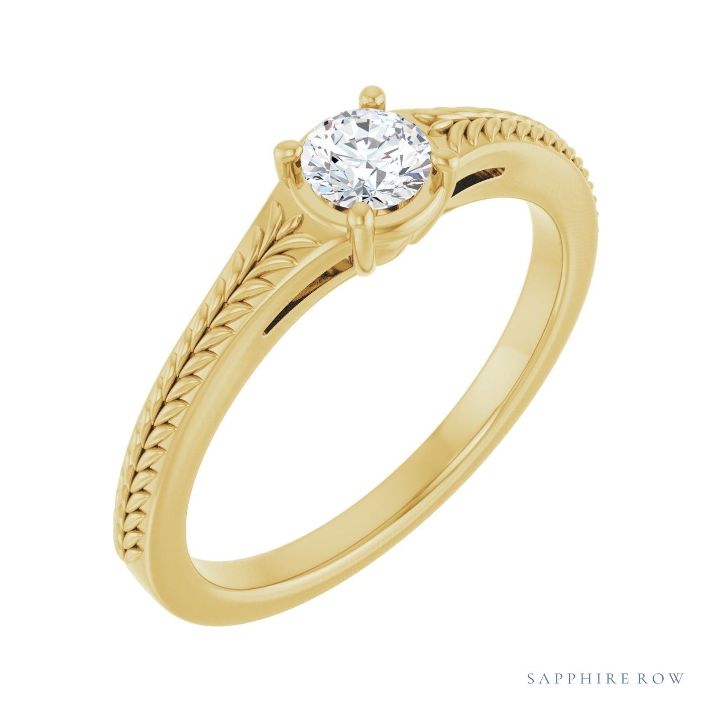 Sapphire Row Vintage Solitaire Engagement Ring setting in 14K Yellow Gold, shown with a centre stone (sold separately)