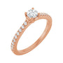 Sapphire Row Solitaire Engagement Ring (4–18 mm) setting in 14K Rose Gold, shown with a center stone (sold separately) — three-quarter view