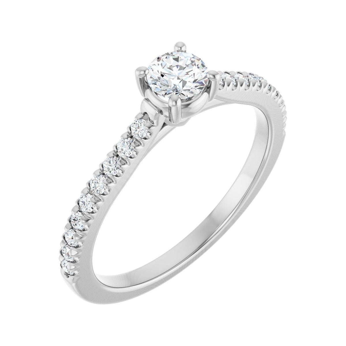 Sapphire Row Solitaire Engagement Ring (4–18 mm) setting in Platinum, shown with a center stone (sold separately) — three-quarter view
