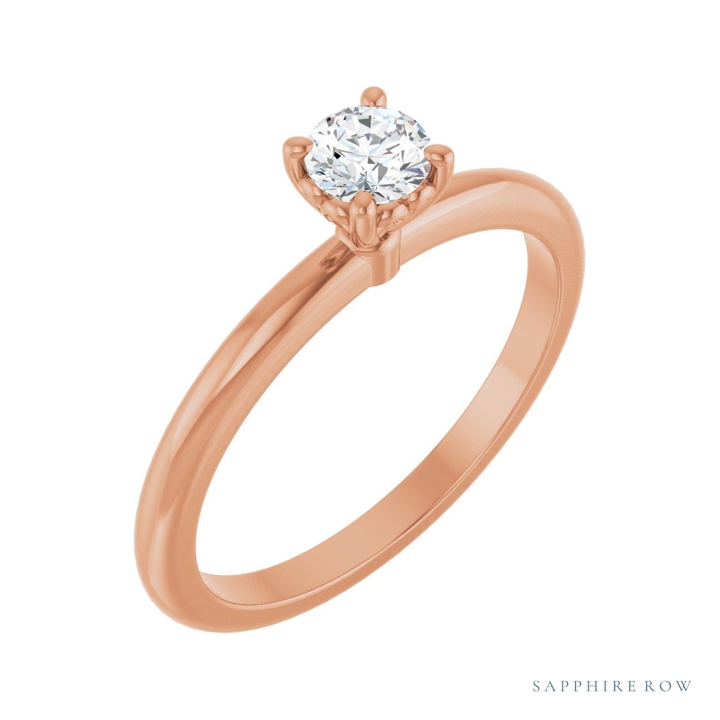 Sapphire Row Solitaire Engagement Ring setting in 14K Rose Gold, shown with a centre stone (sold separately)