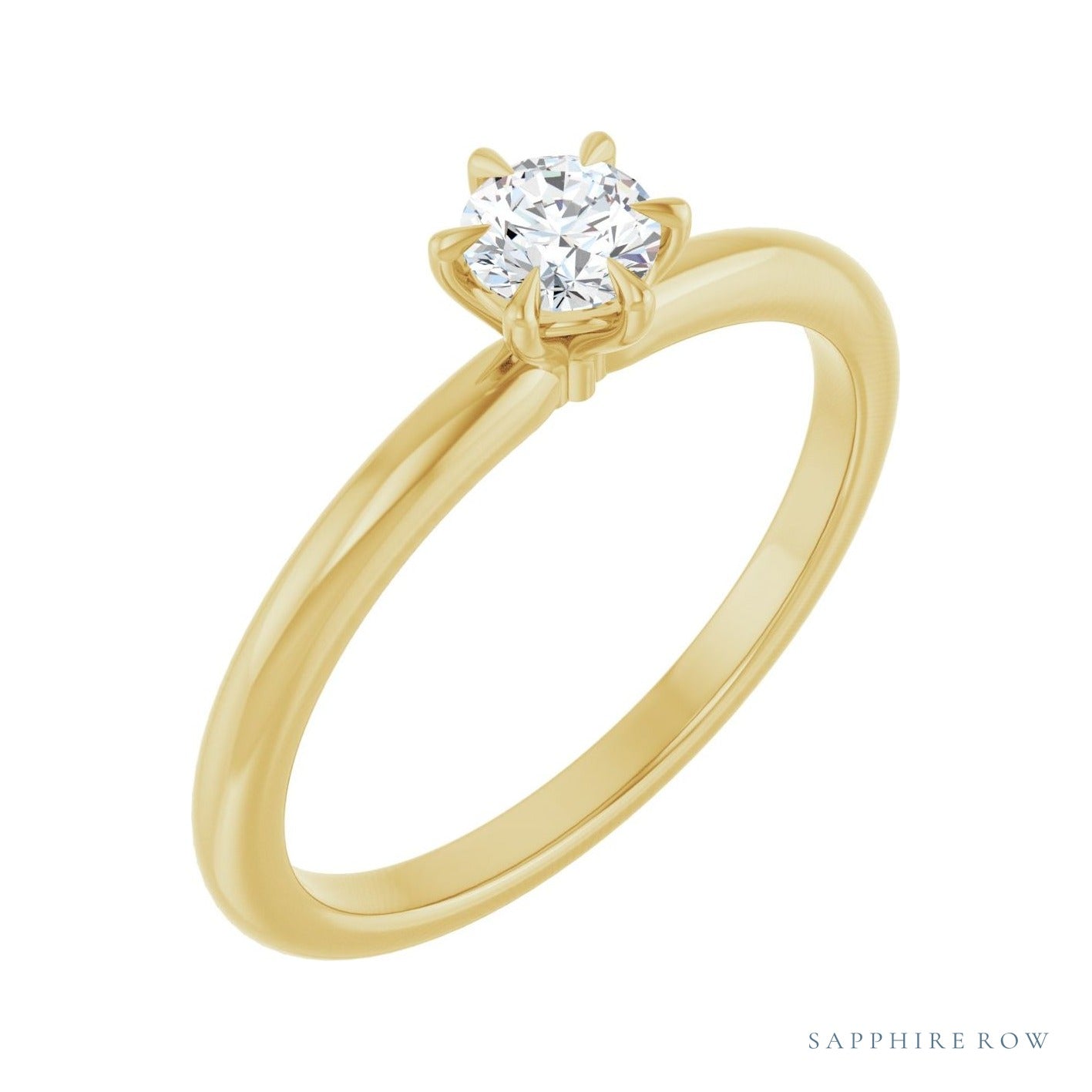 Sapphire Row Vintage Solitaire Engagement Ring setting in 14K Yellow Gold, shown with a centre stone (sold separately)