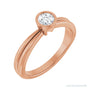 Sapphire Row Elongated-Stone Bezel-Set Solitaire Engagement Ring setting in 14K Rose Gold, shown with a centre stone (sold separately)