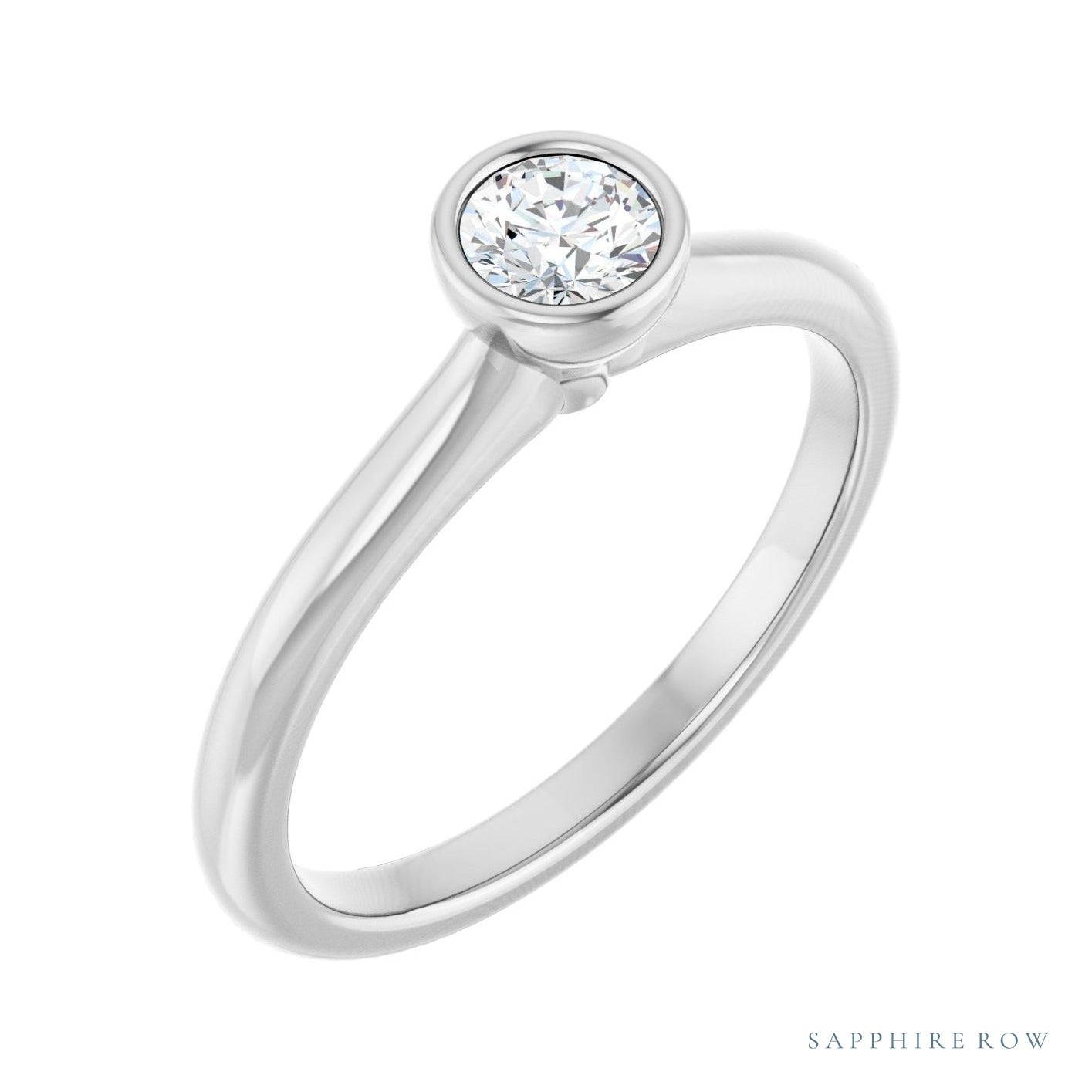 Sapphire Row Flush-Set Bezel-Set Solitaire Engagement Ring setting in Platinum, shown with a centre stone (sold separately)