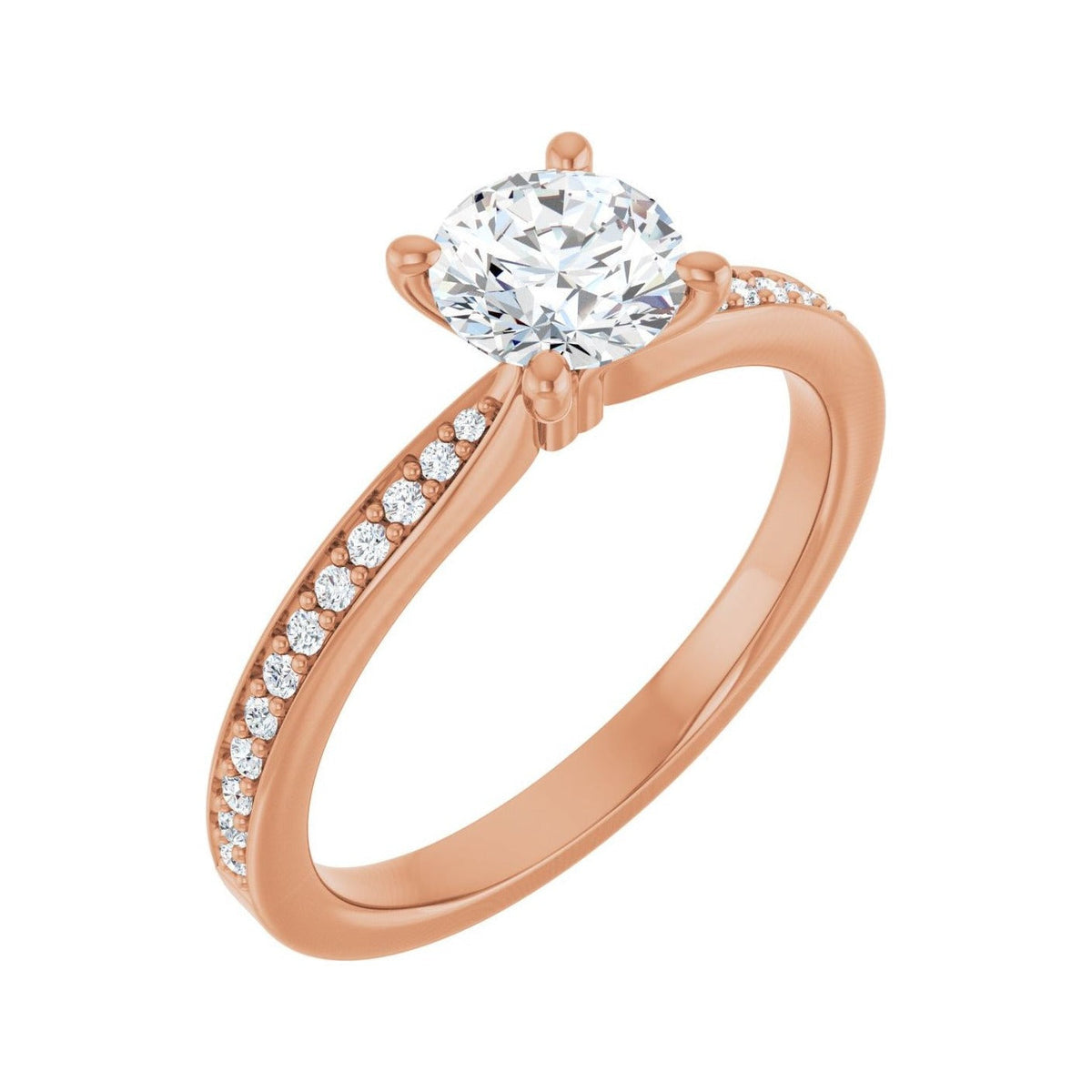 Sapphire Row Accented Engagement Ring (5.8–11 mm) setting in 14K Rose Gold, shown with a center stone (sold separately) — three-quarter view