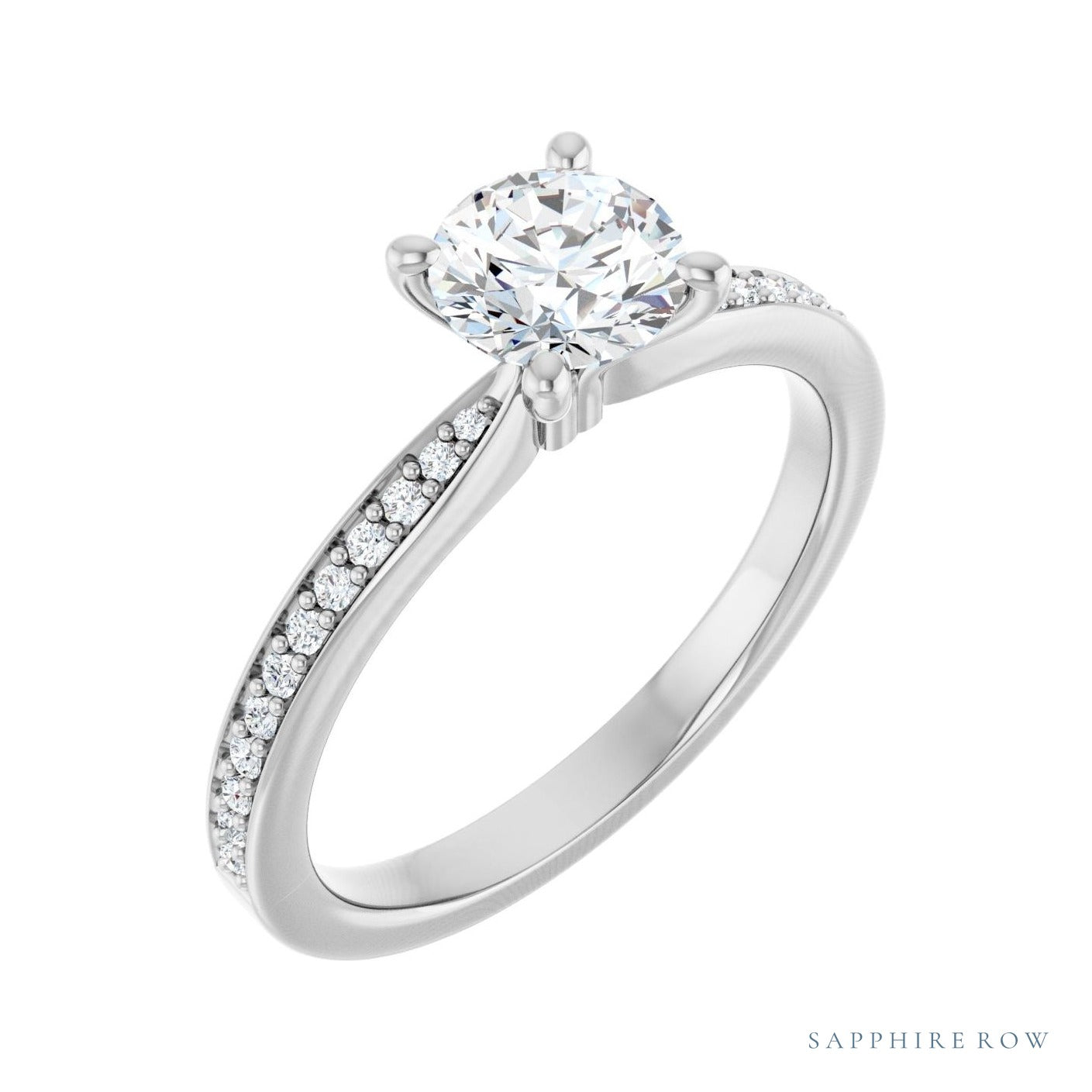 Sapphire Row Accented Engagement Ring (0.1-0.167 ct tw) setting in 14K White Gold, shown with a centre stone (sold separately)