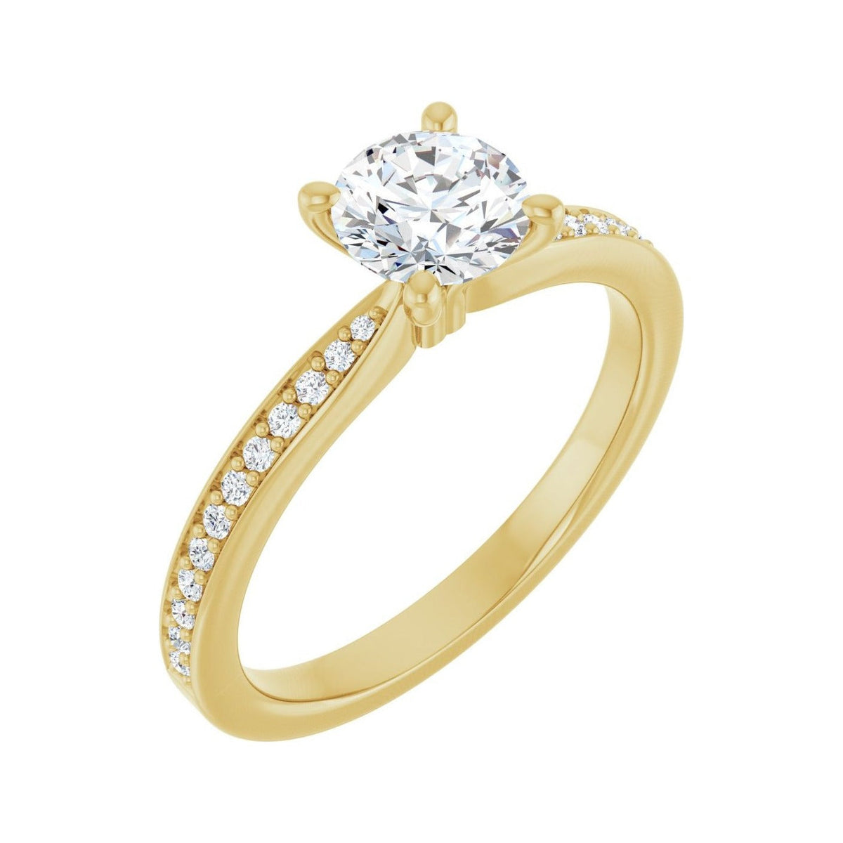 Sapphire Row Accented Engagement Ring (5.8–11 mm) setting in 14K Yellow Gold, shown with a center stone (sold separately) — three-quarter view