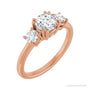 Sapphire Row Double Claw-Prong Three-Stone Engagement Ring setting in 14K Rose Gold, shown with a centre stone (sold separately)