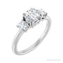 Sapphire Row Double Claw-Prong Three-Stone Engagement Ring setting in 14K White Gold, shown with a centre stone (sold separately)