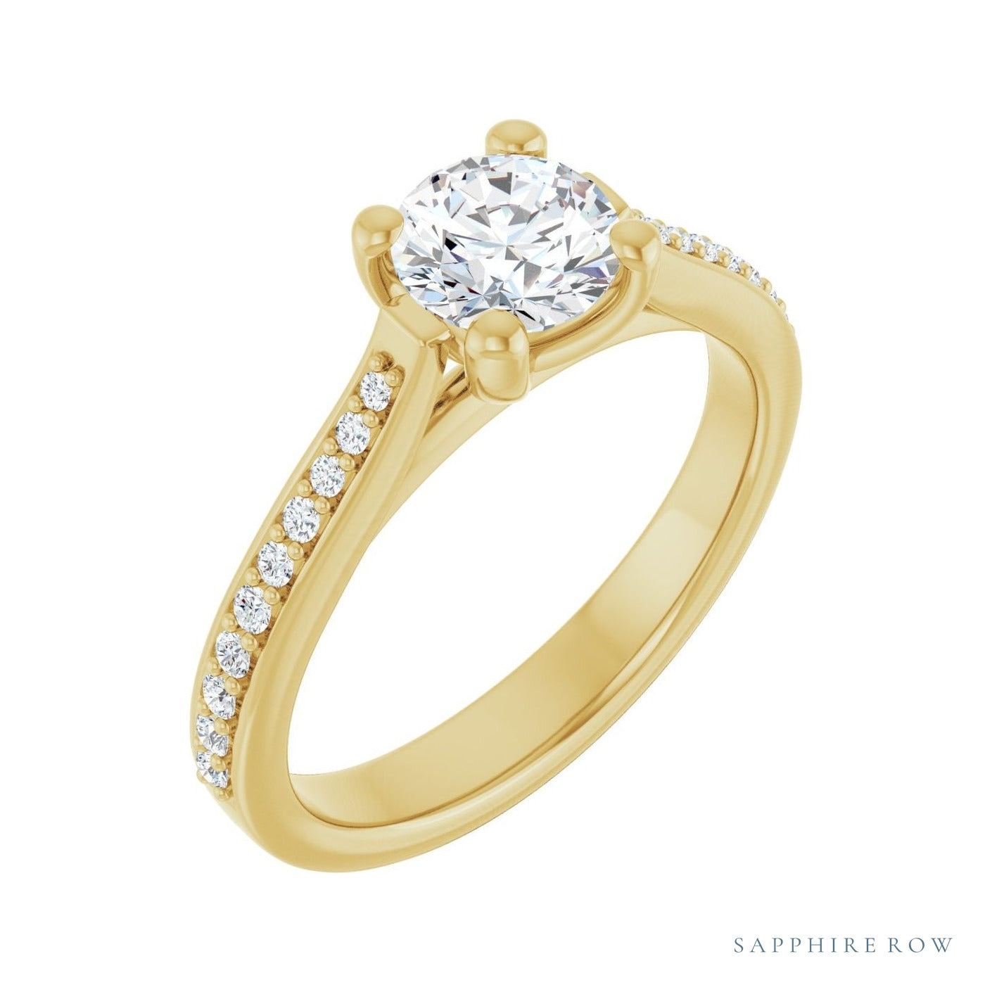 Sapphire Row Accented Engagement Ring (0.167 ct tw) setting in 14K Yellow Gold, shown with a centre stone (sold separately)
