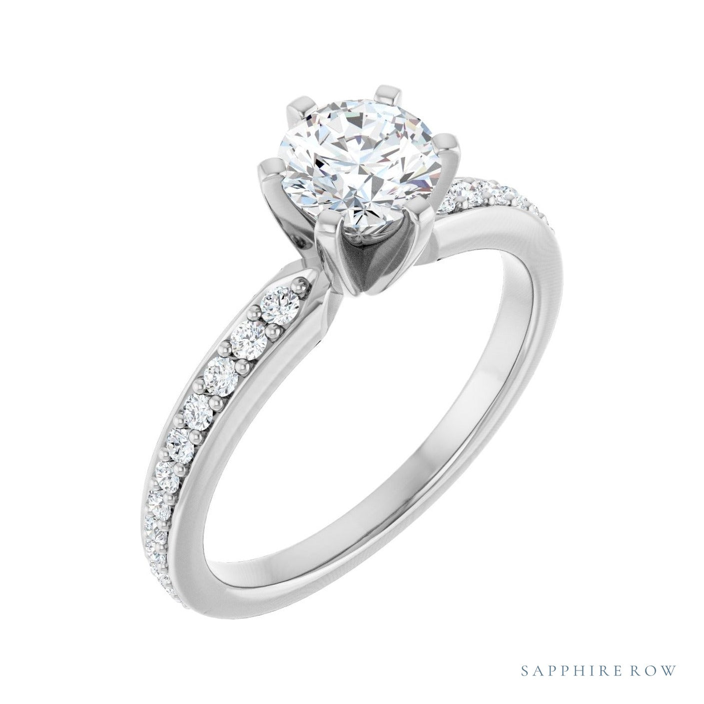 Sapphire Row Solitaire Engagement Ring (0.25 ct tw) setting in 14K White Gold, shown with a centre stone (sold separately)