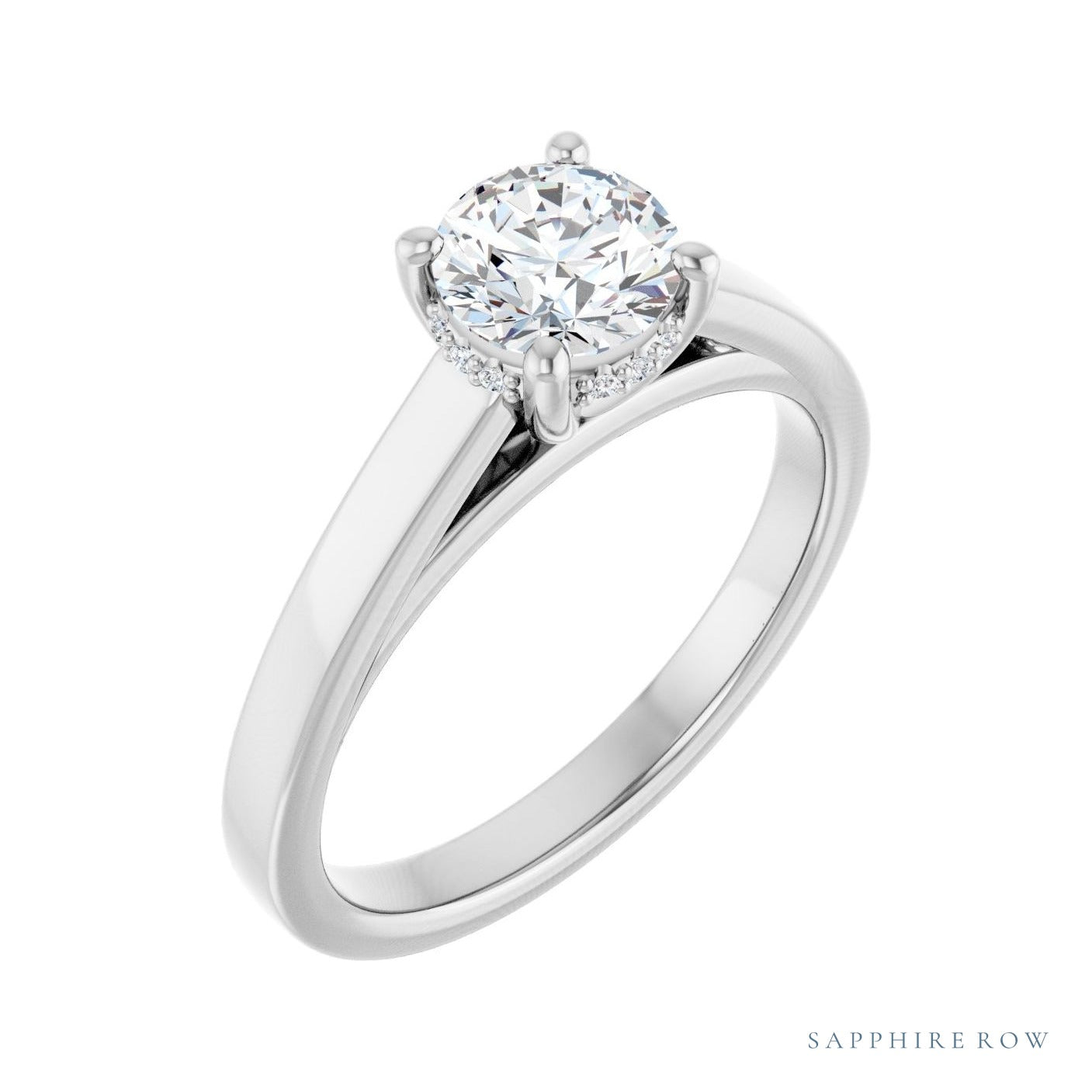 Sapphire Row Hidden-Detail Hidden Halo-Style Engagement Ring (0.03-0.375 ct tw) setting in 14K White Gold, shown with a centre stone (sold separately)