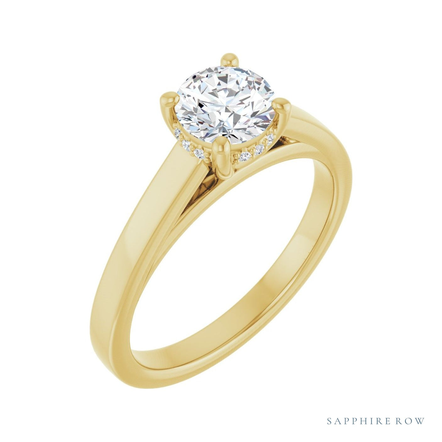 Sapphire Row Hidden-Detail Hidden Halo-Style Engagement Ring (0.03-0.375 ct tw) setting in 14K Yellow Gold, shown with a centre stone (sold separately)
