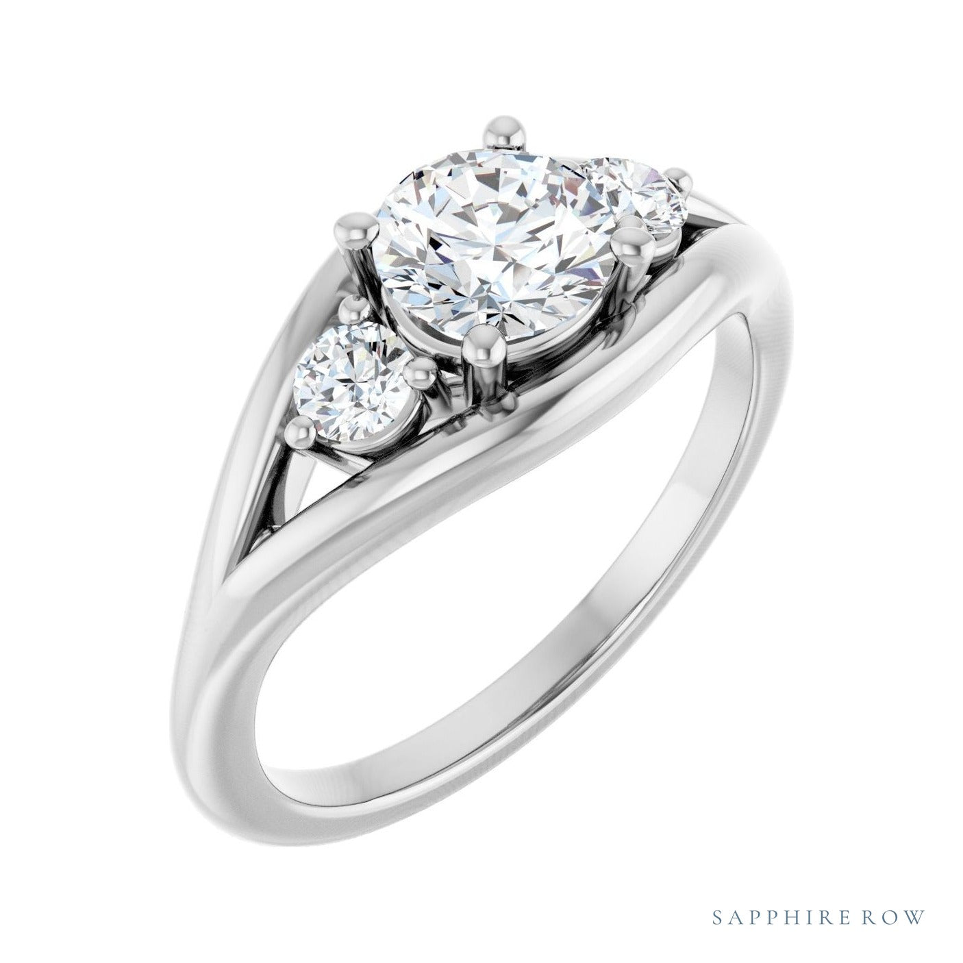 Sapphire Row Low-Profile Three-Stone Engagement Ring (0.125-0.625 ct tw) setting in Platinum, shown with a centre stone (sold separately)