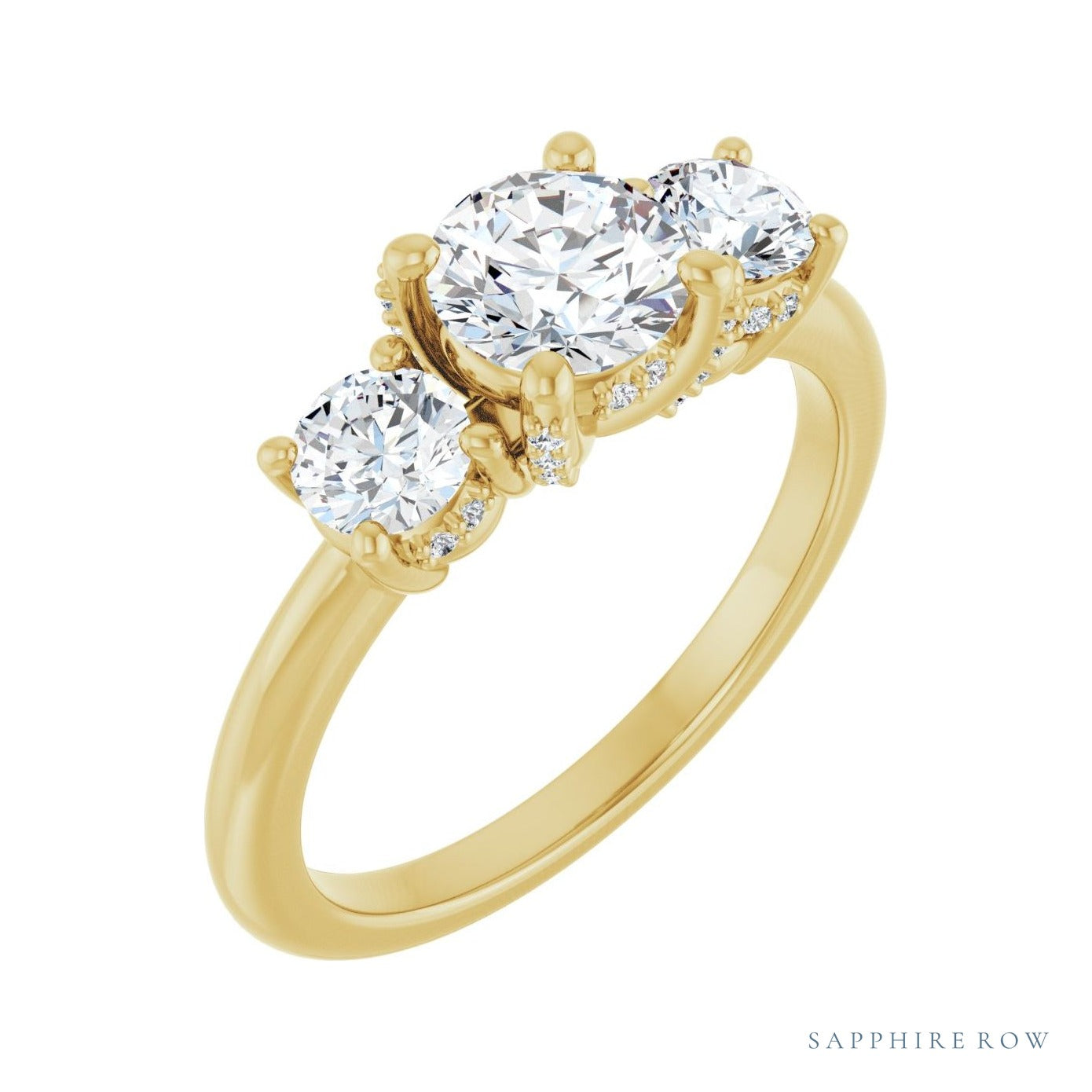 Sapphire Row Hidden-Detail Hidden Halo-Style Engagement Ring (0.333-0.625 ct tw) setting in 14K Yellow Gold, shown with a centre stone (sold separately)