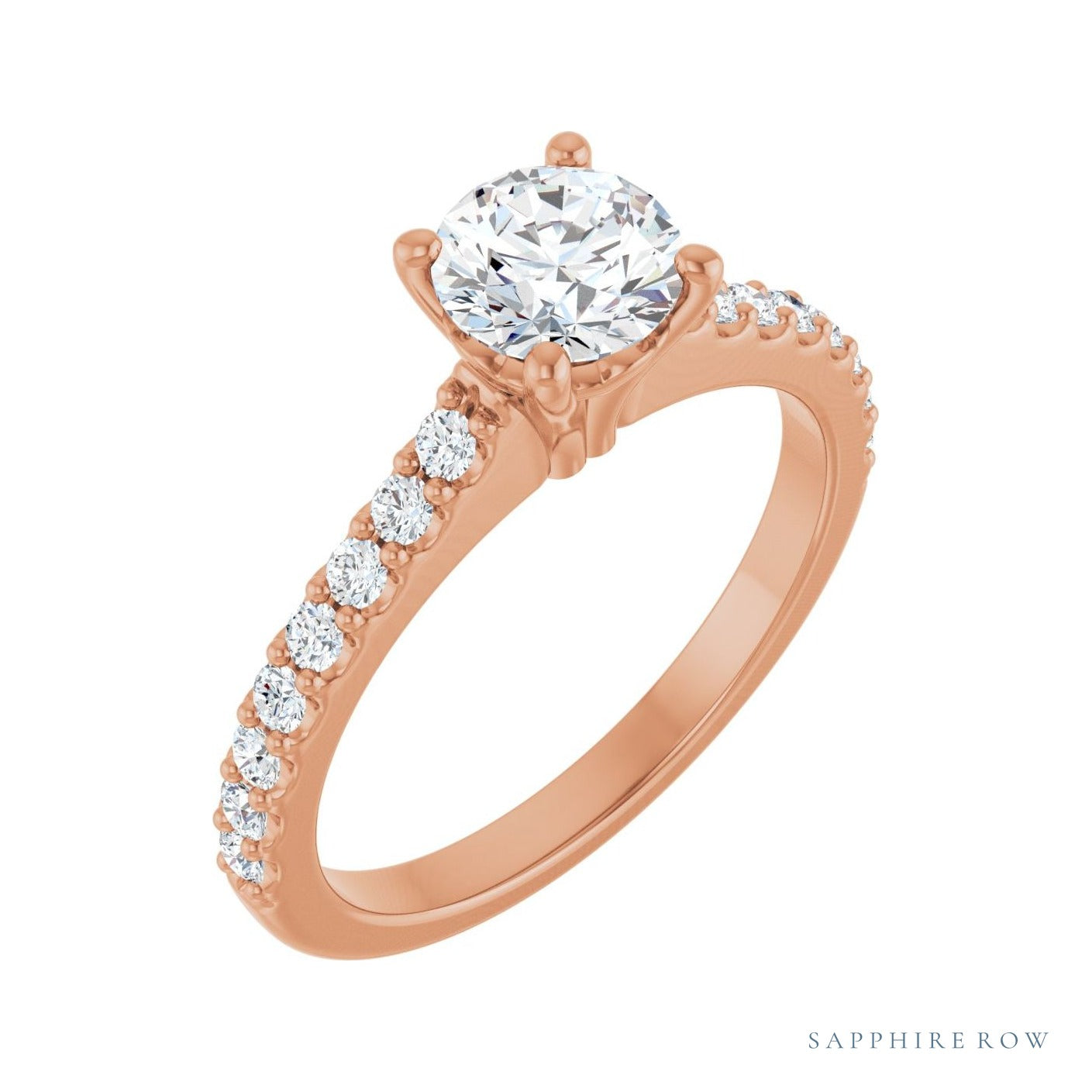 Sapphire Row Accented Engagement Ring (0.167-0.375 ct tw) setting in 14K Rose Gold, shown with a centre stone (sold separately)