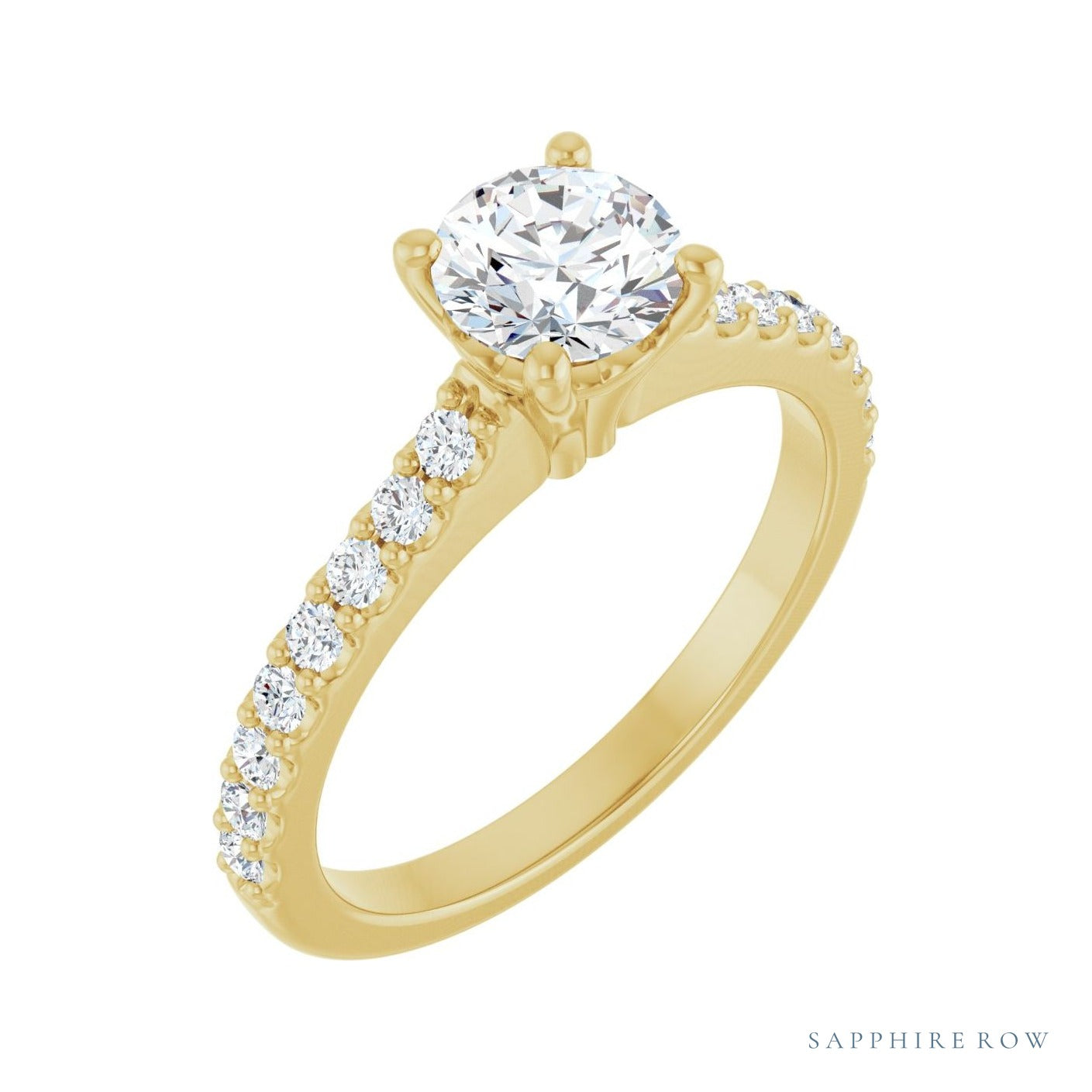Sapphire Row Accented Engagement Ring (0.167-0.375 ct tw) setting in 14K Yellow Gold, shown with a centre stone (sold separately)