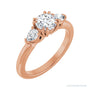 Sapphire Row Elongated-Stone Double Claw-Prong Three-Stone Engagement Ring setting in 14K Rose Gold, shown with a centre stone (sold separately)