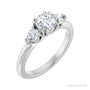 Sapphire Row Elongated-Stone Double Claw-Prong Three-Stone Engagement Ring setting in Platinum, shown with a centre stone (sold separately)