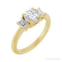 Sapphire Row Vintage Claw-Prong Three-Stone Engagement Ring setting in 14K Yellow Gold, shown with a centre stone (sold separately)