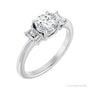 Sapphire Row Vintage Claw-Prong Three-Stone Engagement Ring setting in Platinum, shown with a centre stone (sold separately)