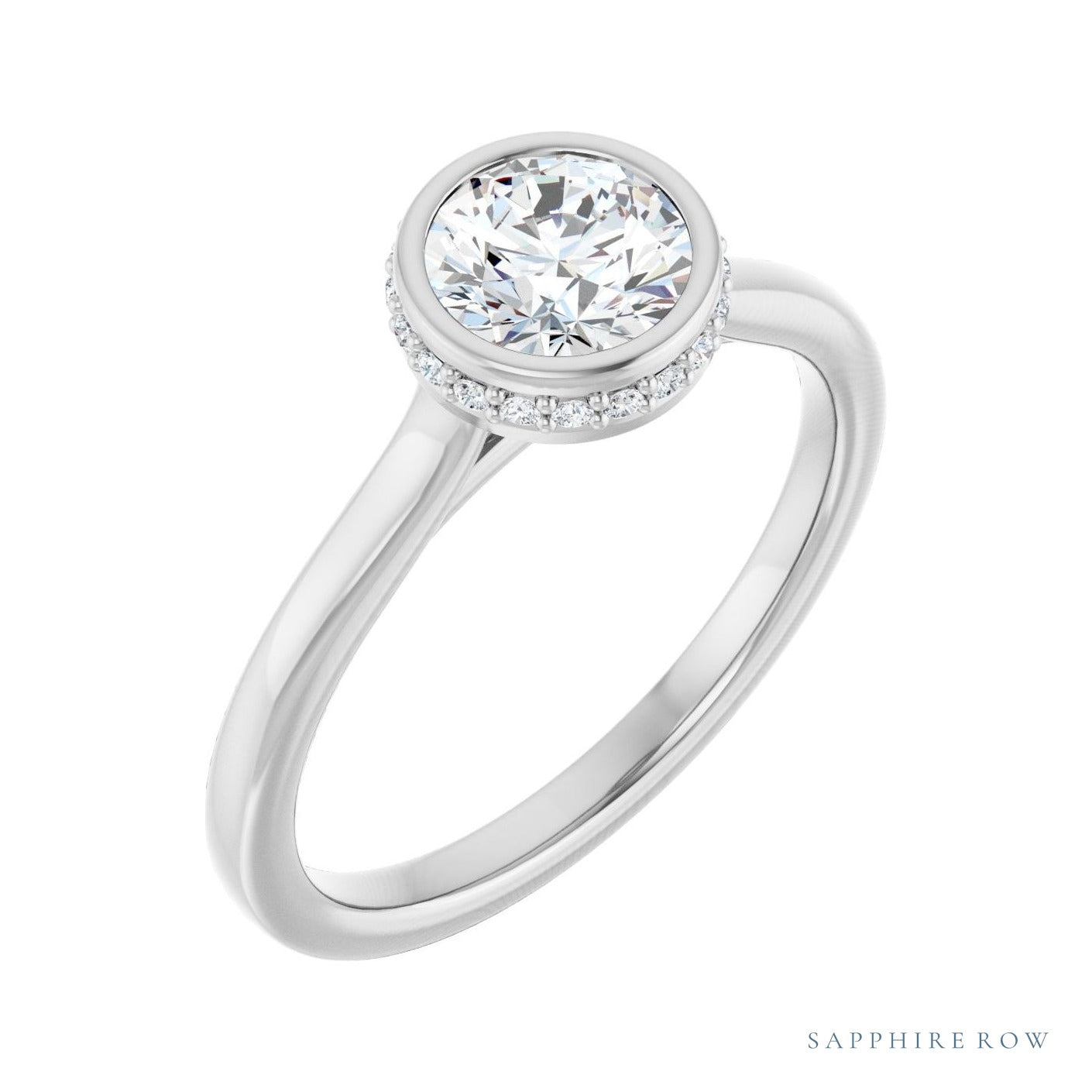 Sapphire Row Hidden-Detail Hidden Halo-Style Engagement Ring (0.05-0.625 ct tw) setting in 14K White Gold, shown with a centre stone (sold separately)