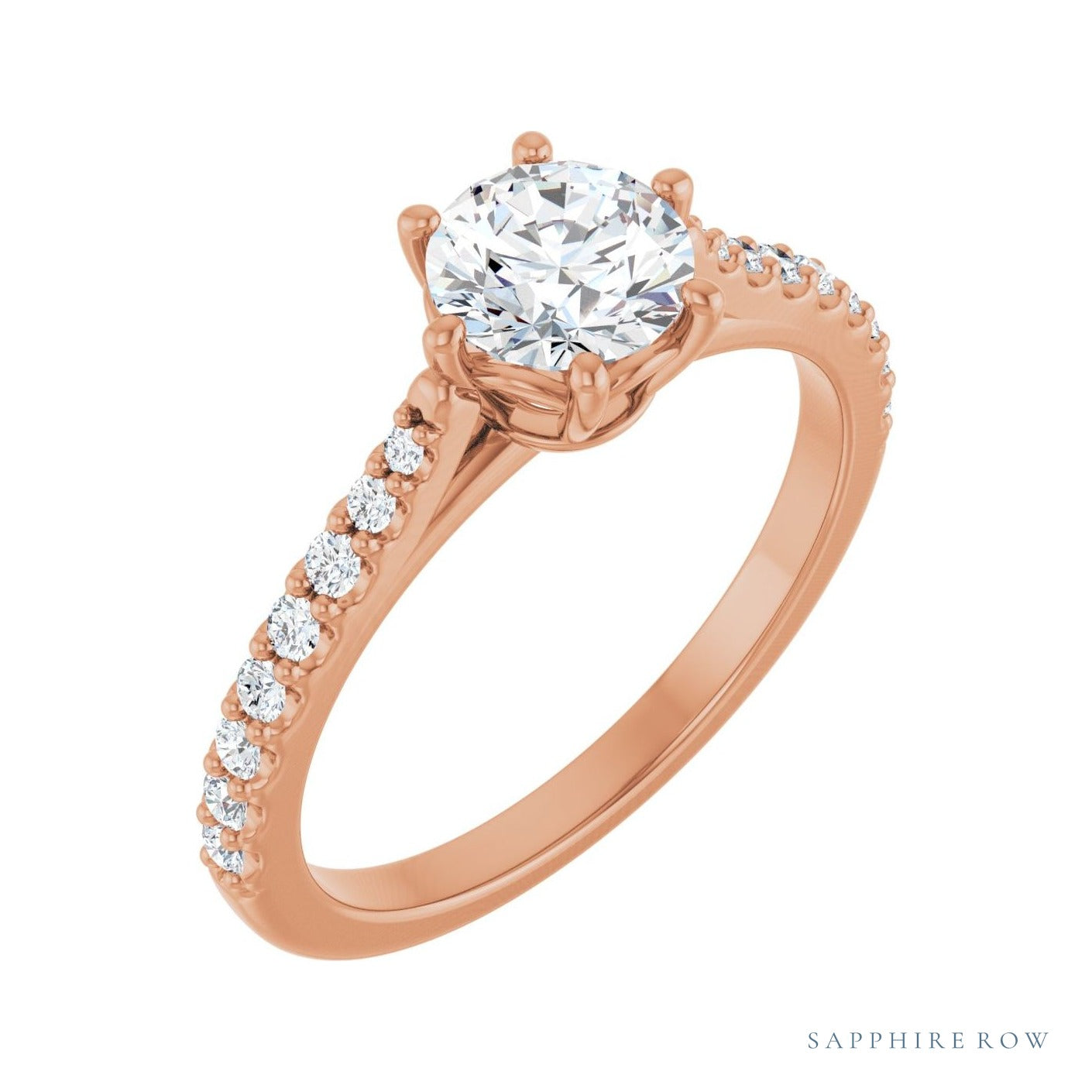 Sapphire Row Accented Engagement Ring (0.2-0.25 ct tw) setting in 14K Rose Gold, shown with a centre stone (sold separately)