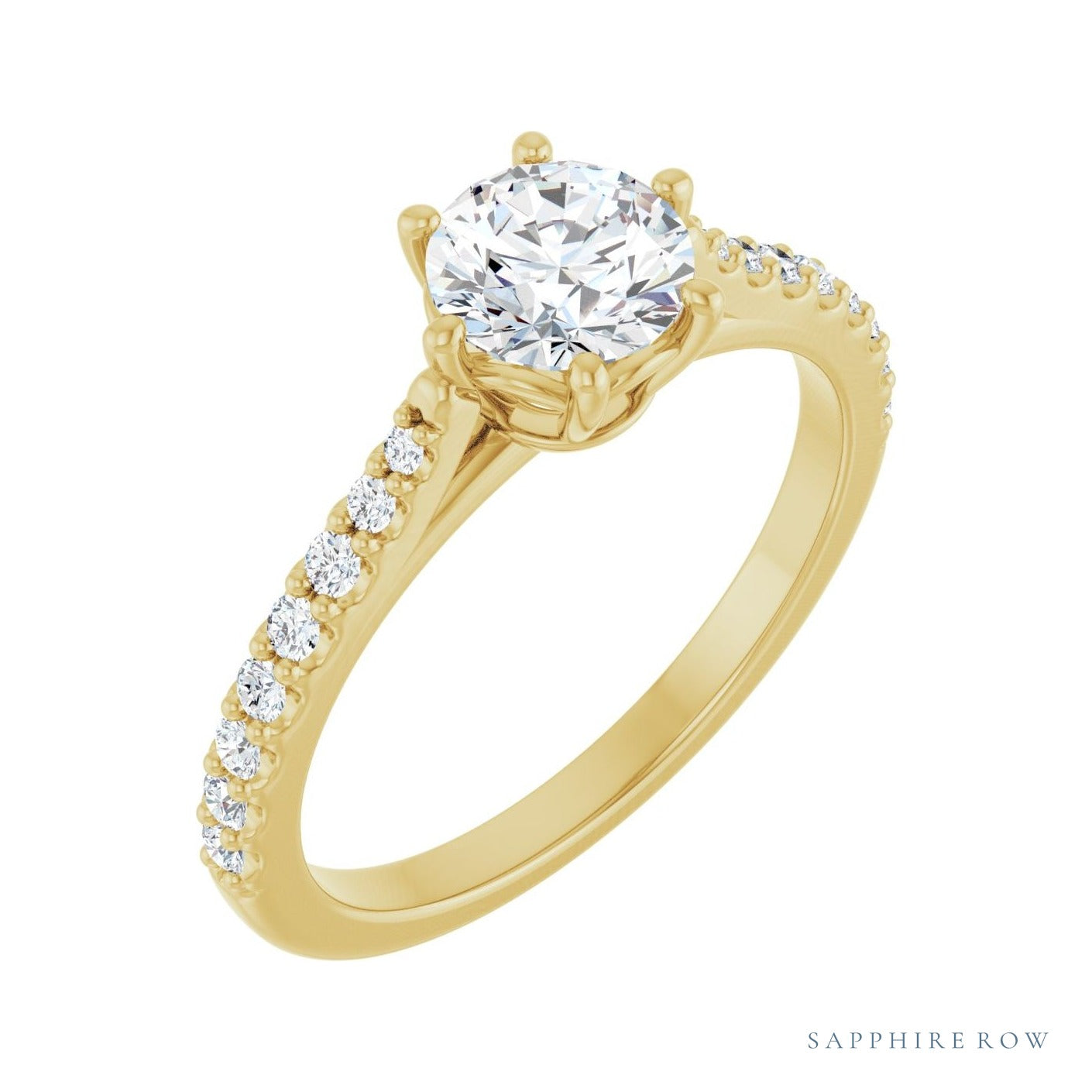 Sapphire Row Accented Engagement Ring (0.2-0.25 ct tw) setting in 14K Yellow Gold, shown with a centre stone (sold separately)