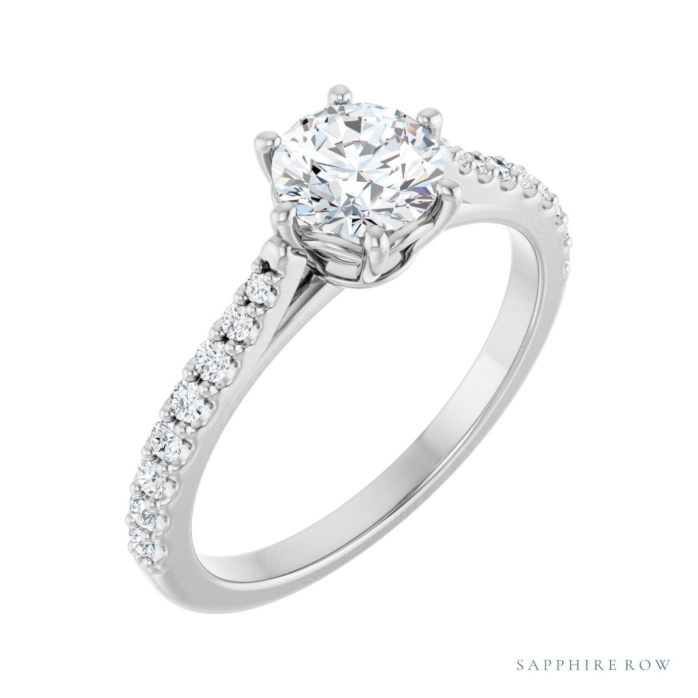 Sapphire Row Accented Engagement Ring (0.2-0.25 ct tw) setting in Platinum, shown with a centre stone (sold separately)