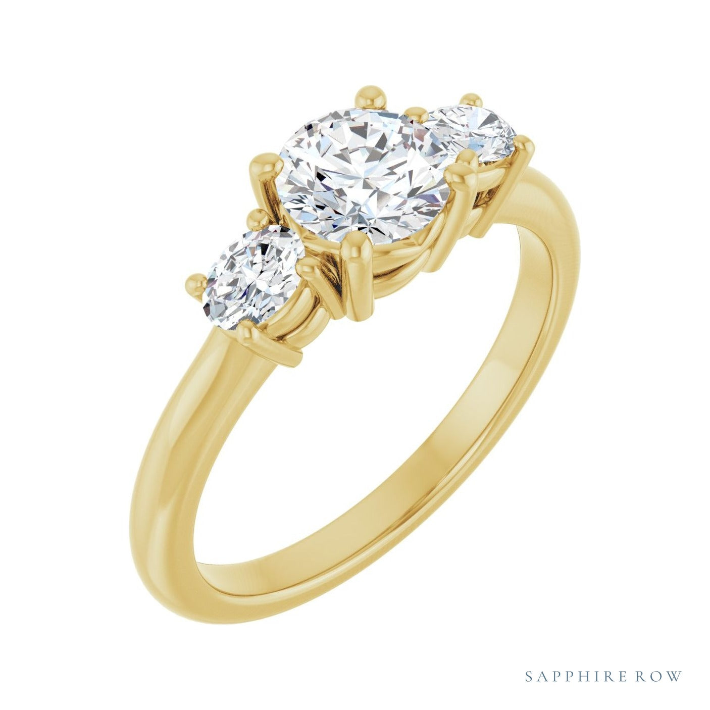 Sapphire Row Low-Profile Three-Stone Engagement Ring (0.333-0.75 ct tw) setting in 14K Yellow Gold, shown with a centre stone (sold separately)