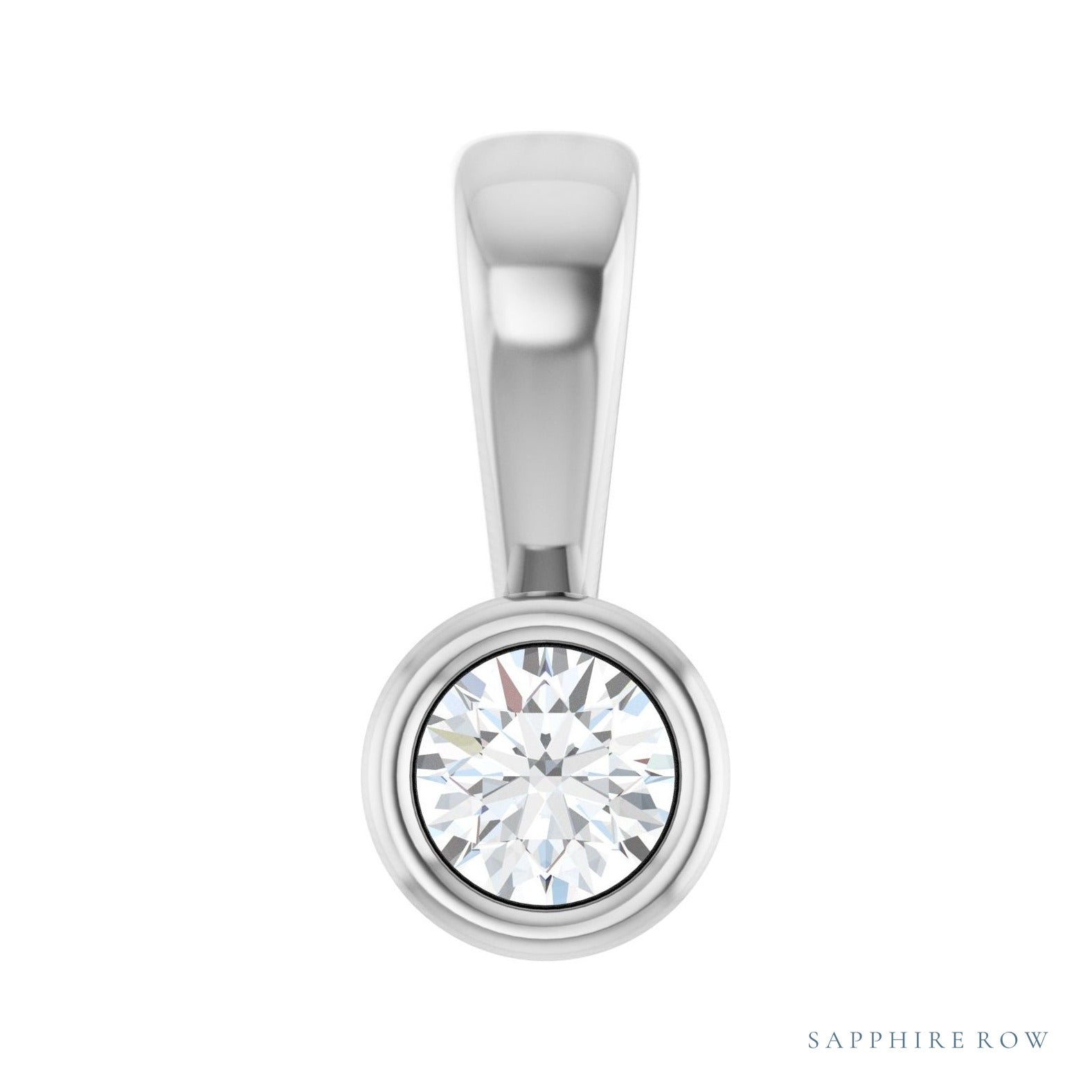 Sapphire Row Solitaire Charm/Pendant setting in 14K White Gold, shown with a center stone (sold separately)