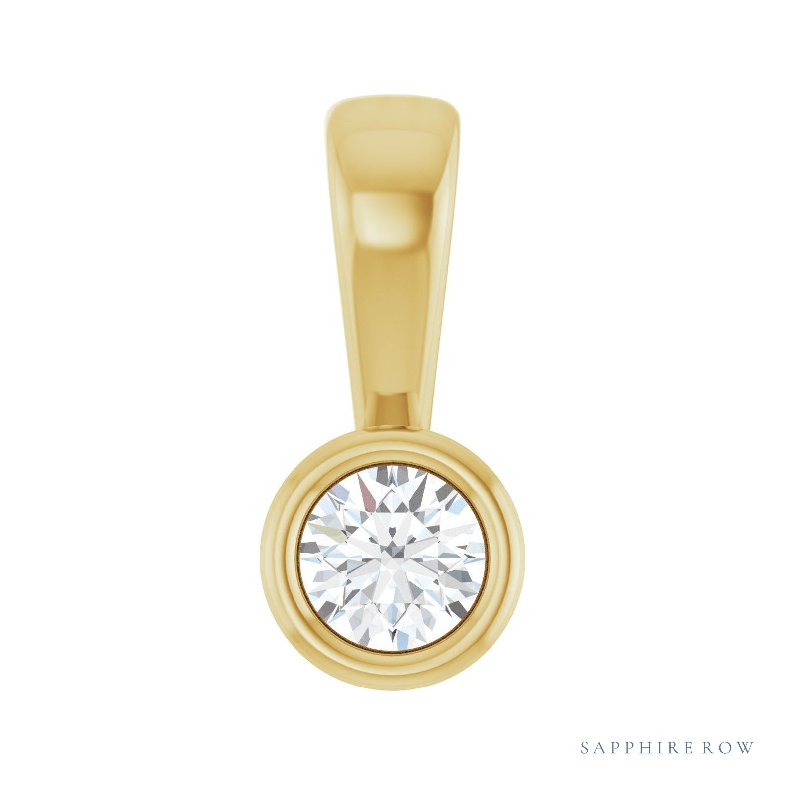 Sapphire Row Solitaire Charm/Pendant setting in 14K Yellow Gold, shown with a center stone (sold separately)