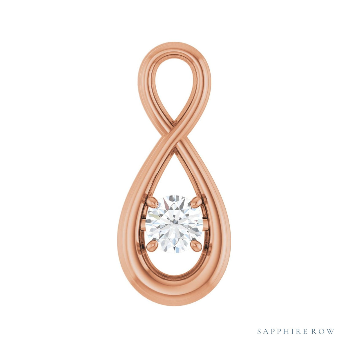Sapphire Row Infinity-Inspired Solitaire Pendant setting in 14K Rose Gold, shown with a center stone (sold separately)