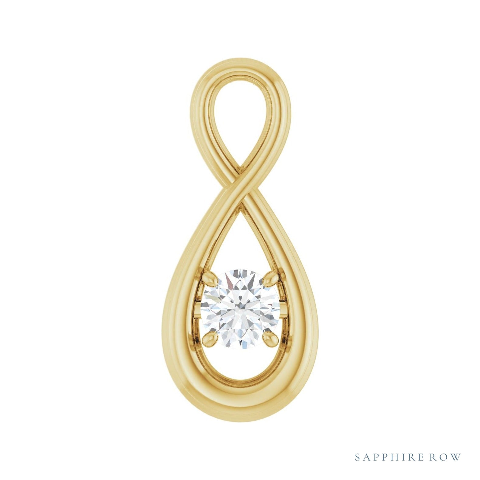 Sapphire Row Infinity-Inspired Solitaire Pendant setting in 14K Yellow Gold, shown with a center stone (sold separately)