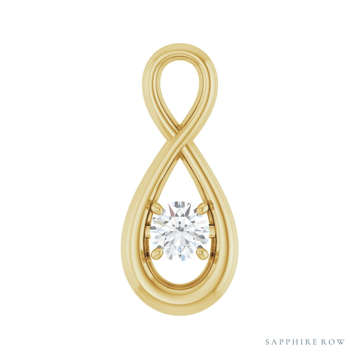 Sapphire Row Infinity-Inspired Solitaire Pendant setting in 14K Yellow Gold, shown with a center stone (sold separately)