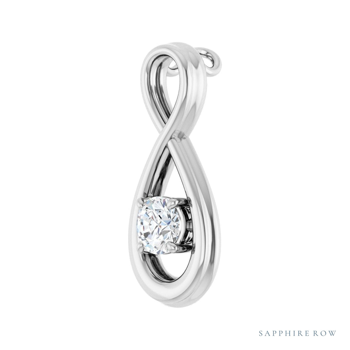 Sapphire Row Infinity-Inspired Solitaire Pendant setting in Platinum, shown with a center stone (sold separately) — three-quarter view
