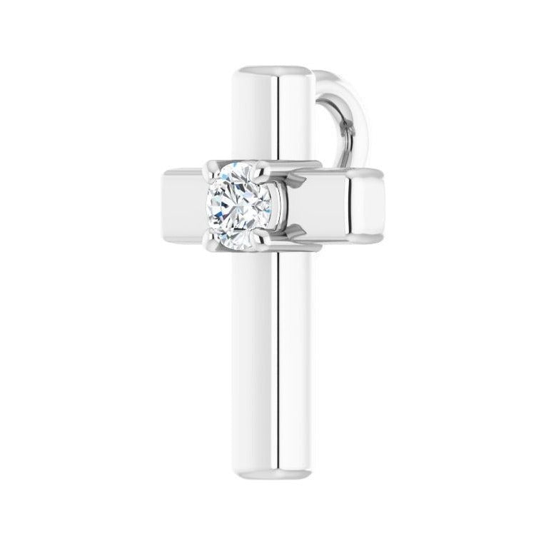 Sapphire Row Solitaire Cross Pendant (2.5–8 mm) setting in 14K White Gold, shown with a center stone (sold separately) — three-quarter view
