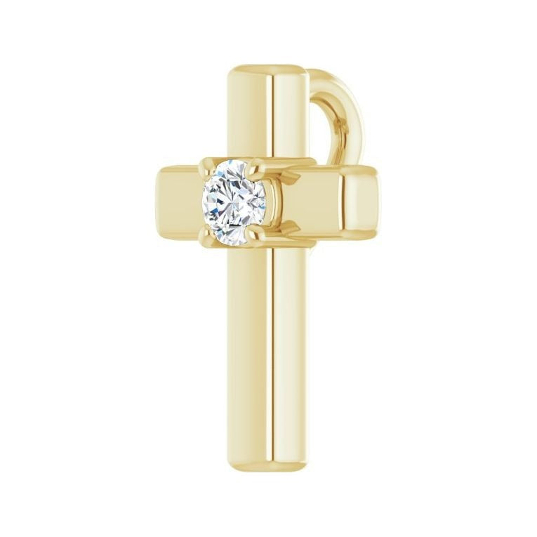 Sapphire Row Solitaire Cross Pendant (2.5–8 mm) setting in 14K Yellow Gold, shown with a center stone (sold separately) — three-quarter view