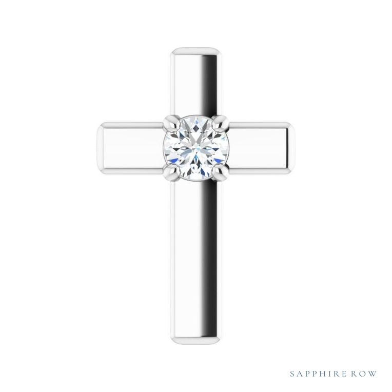 Sapphire Row Solitaire Cross Pendant setting in Platinum, shown with a center stone (sold separately)
