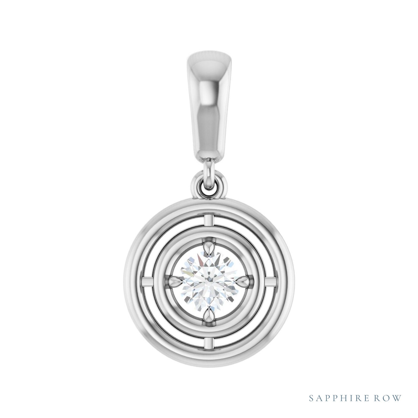 Sapphire Row Solitaire Pendant setting in Platinum, shown with a center stone (sold separately)