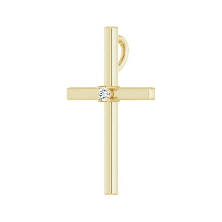 Sapphire Row Solitaire Cross Pendant (2–9 mm) setting in 14K Yellow Gold, shown with a center stone (sold separately) — three-quarter view