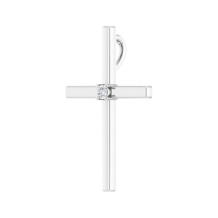 Sapphire Row Solitaire Cross Pendant (2–9 mm) setting in Platinum, shown with a center stone (sold separately) — three-quarter view