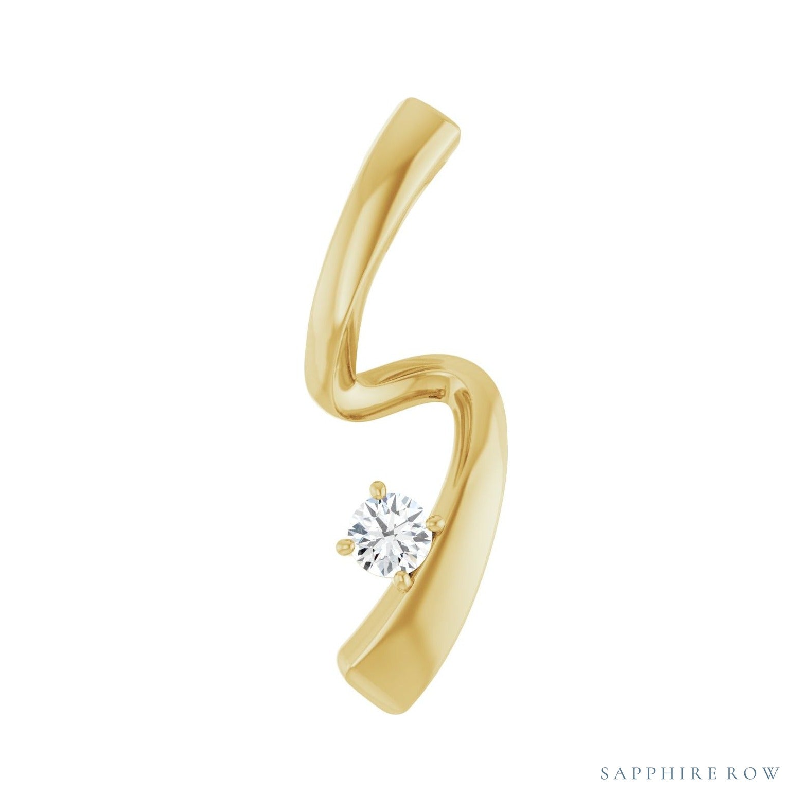 Sapphire Row Solitaire Freeform Pendant setting in 14K Yellow Gold, shown with a center stone (sold separately)