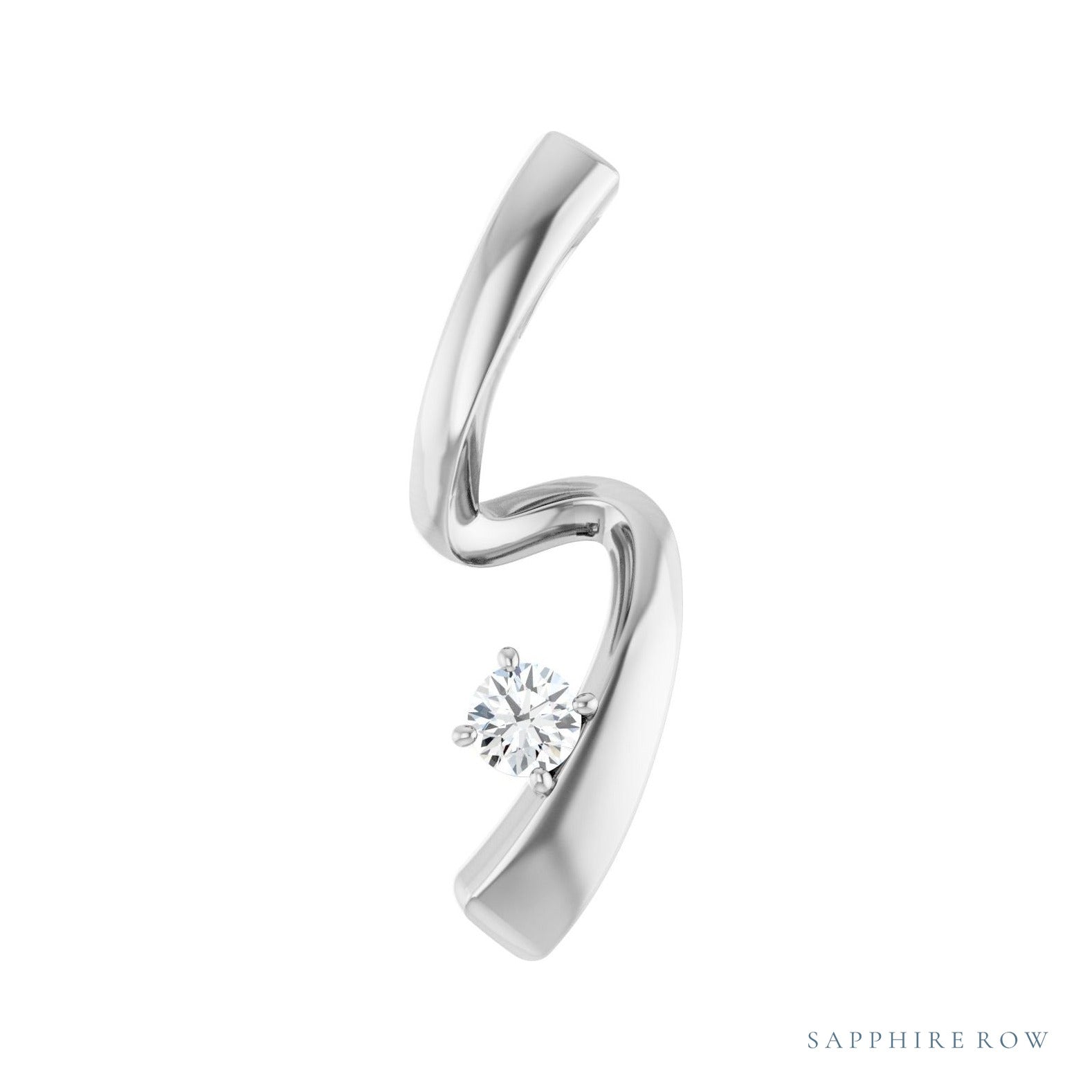 Sapphire Row Solitaire Freeform Pendant setting in Platinum, shown with a center stone (sold separately)