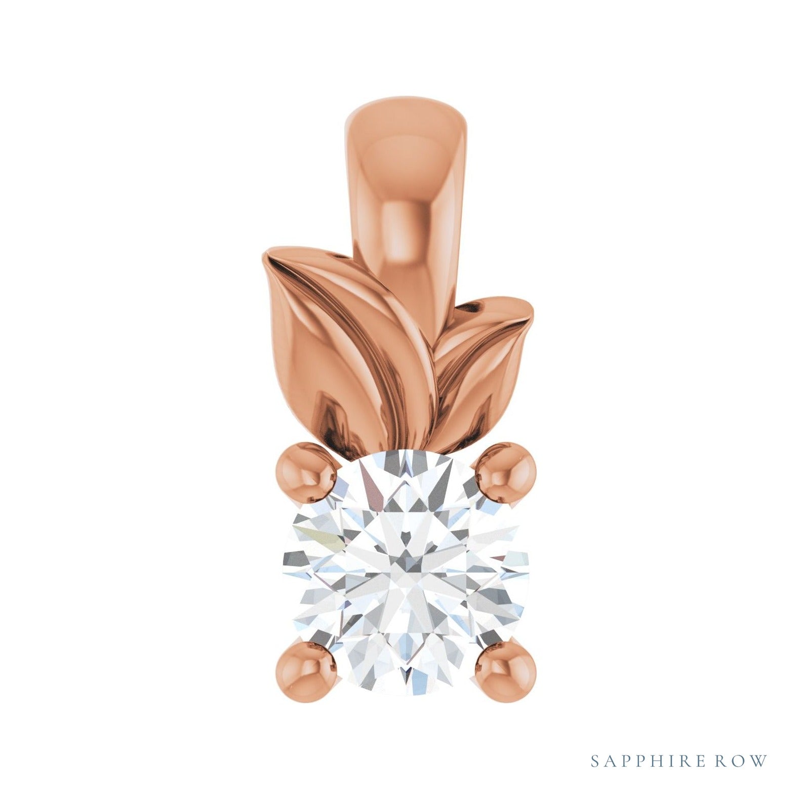 Sapphire Row Solitaire Charm/Pendant setting in 14K Rose Gold, shown with a center stone (sold separately)