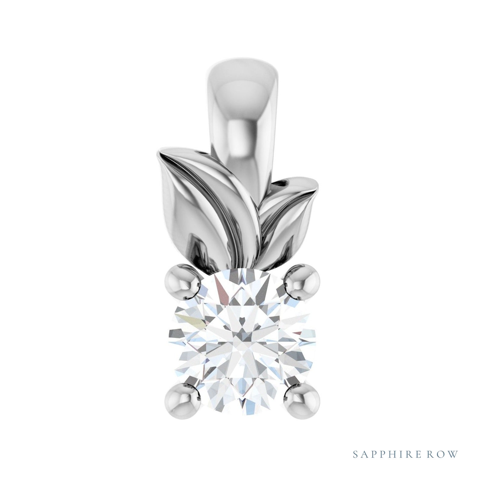 Sapphire Row Solitaire Charm/Pendant setting in 14K White Gold, shown with a center stone (sold separately)