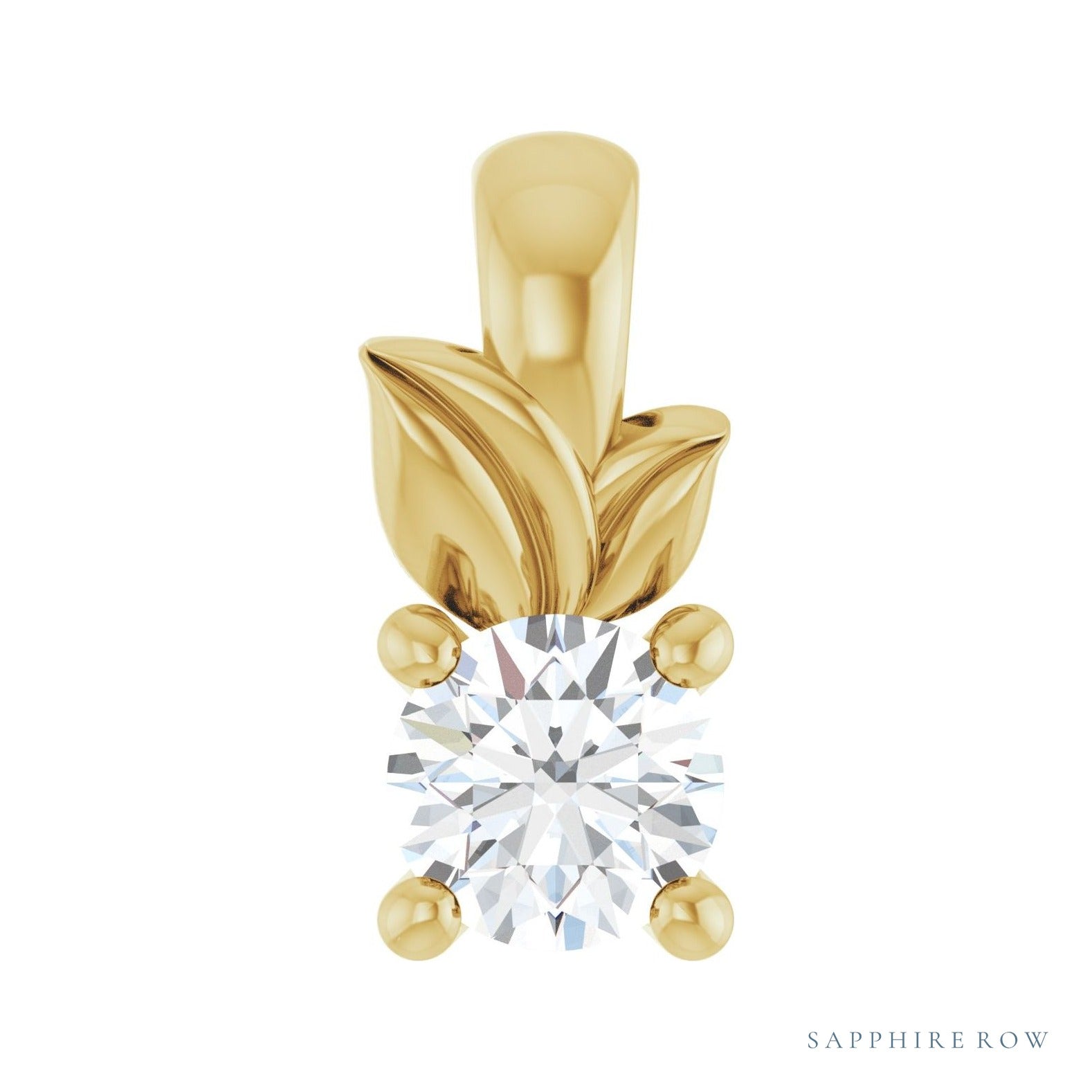 Sapphire Row Solitaire Charm/Pendant setting in 14K Yellow Gold, shown with a center stone (sold separately)