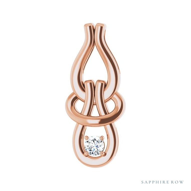 Sapphire Row Solitaire Freeform Pendant setting in 14K Rose Gold, shown with a center stone (sold separately)